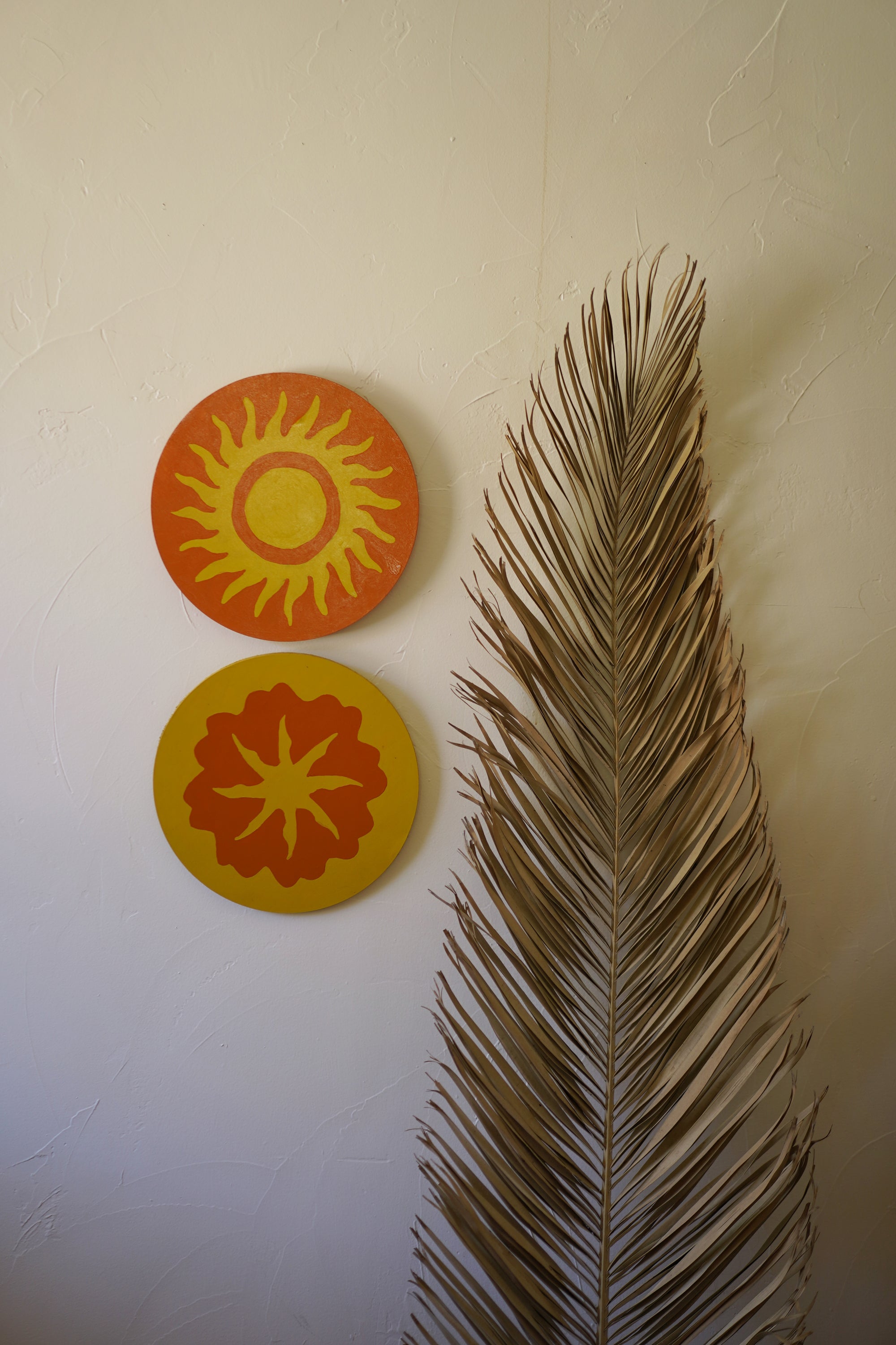 ‘Sun & Flower’ Wooden Plaque Set no. 2