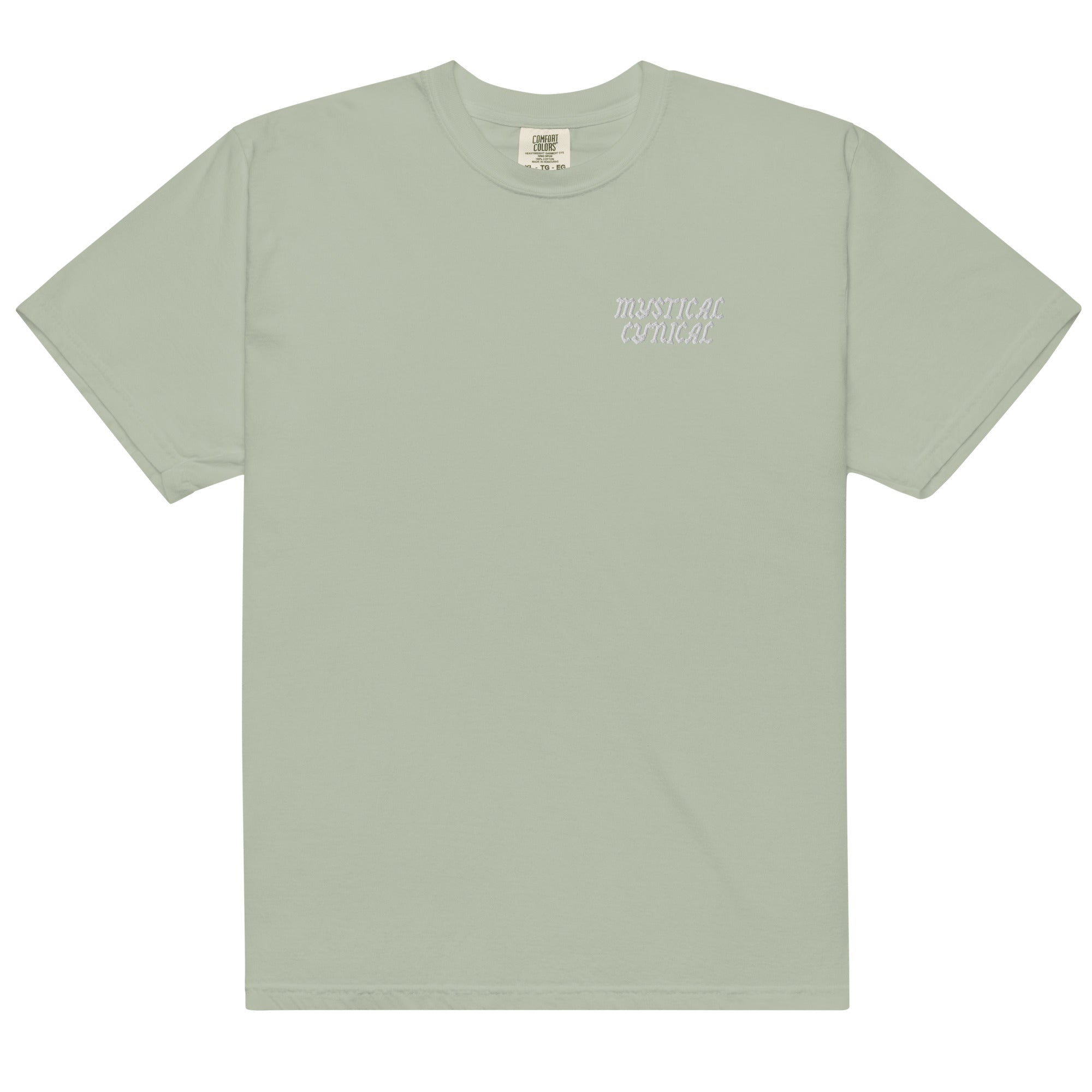 'Mystical/Cynical' Unisex Heavyweight Embroidered T-Shirt