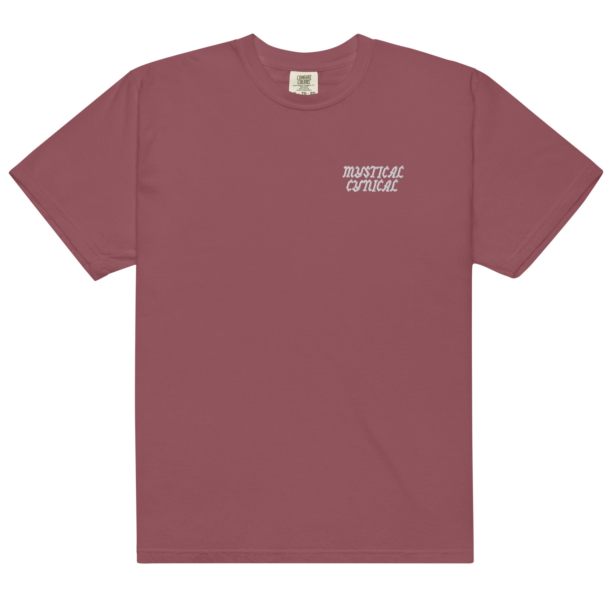 'Mystical/Cynical' Unisex Heavyweight Embroidered T-Shirt