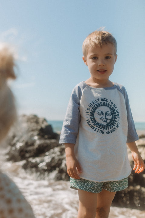 'Nice To Be Here ' Kid's Baseball Fine Jersey Three-Quarter Sleeve Tee