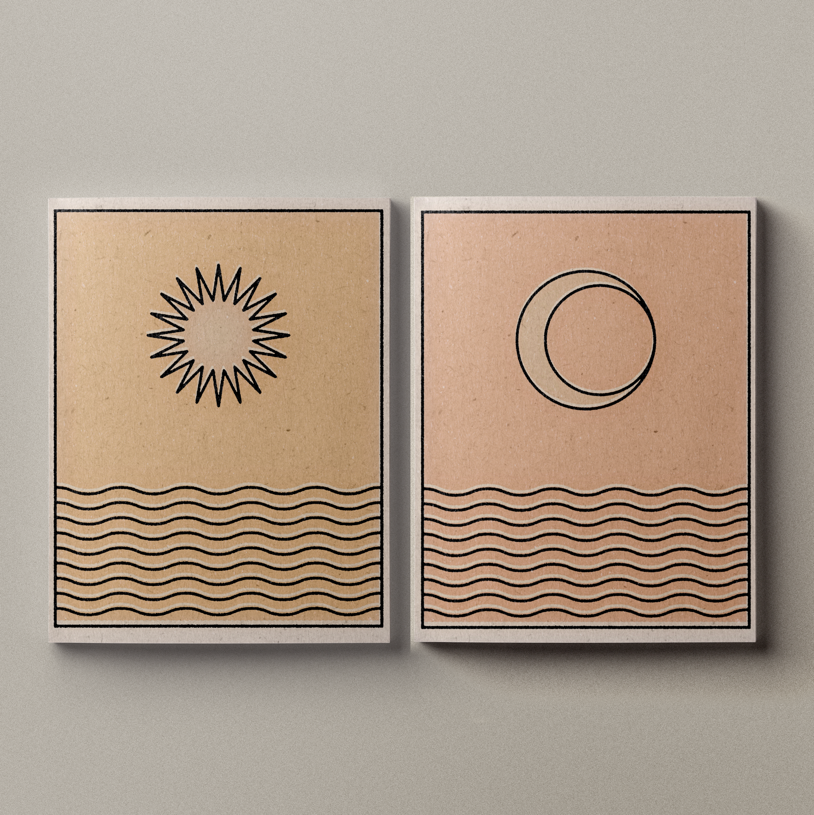 &#39;Sun/Moon Over Water&#39; Print Set