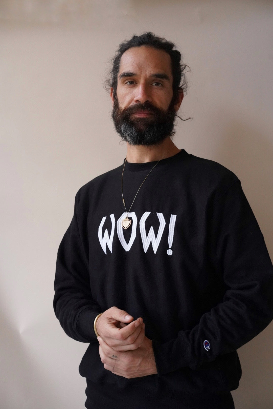 &#39;WOW!&#39; Champion Embroidered Sweatshirt