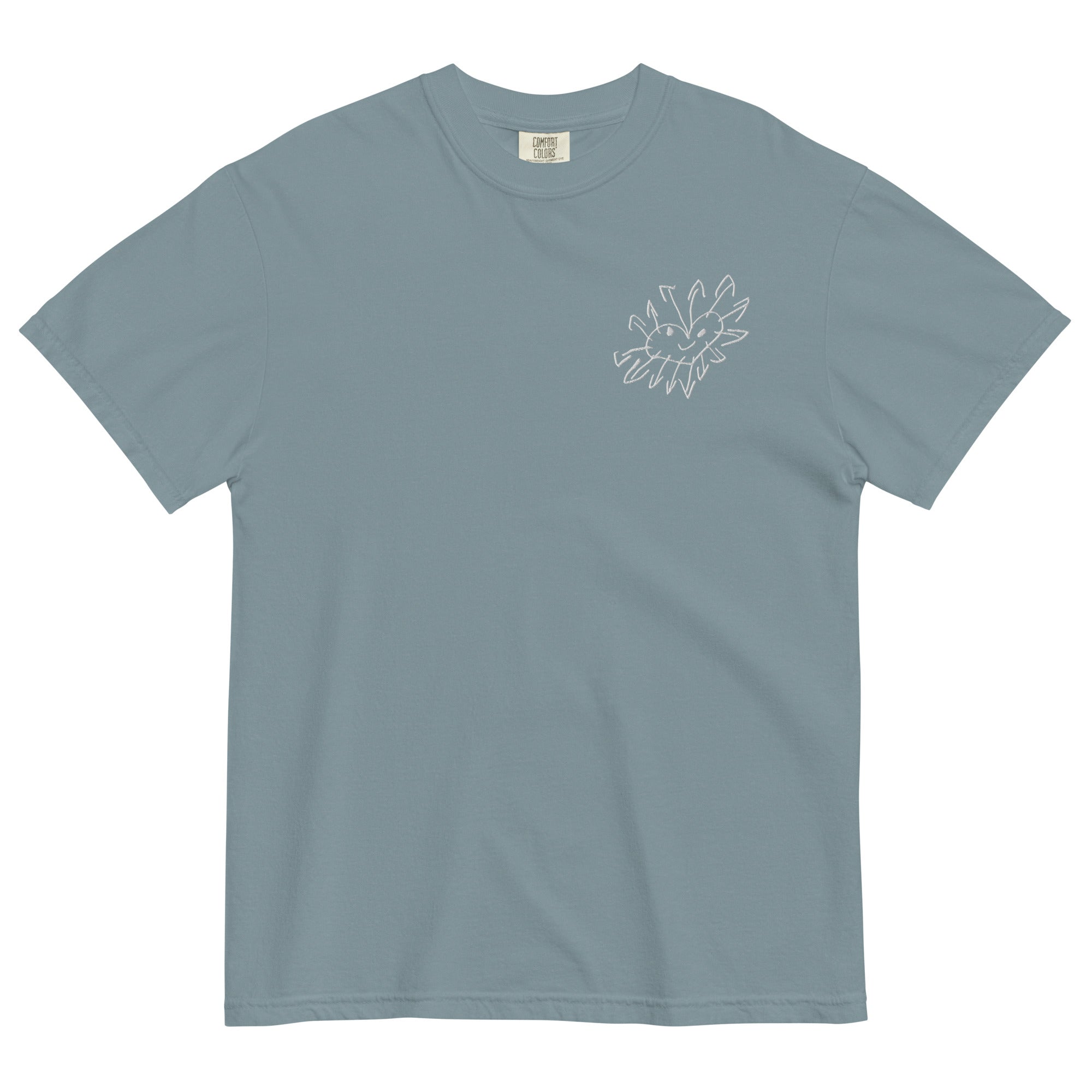 &#39;Love&#39; Embroidered Unisex garment-dyed heavyweight t-shirt