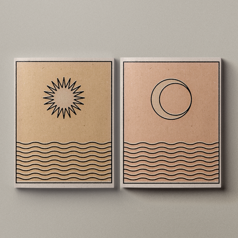 'Sun/Moon Over Water' Print Set