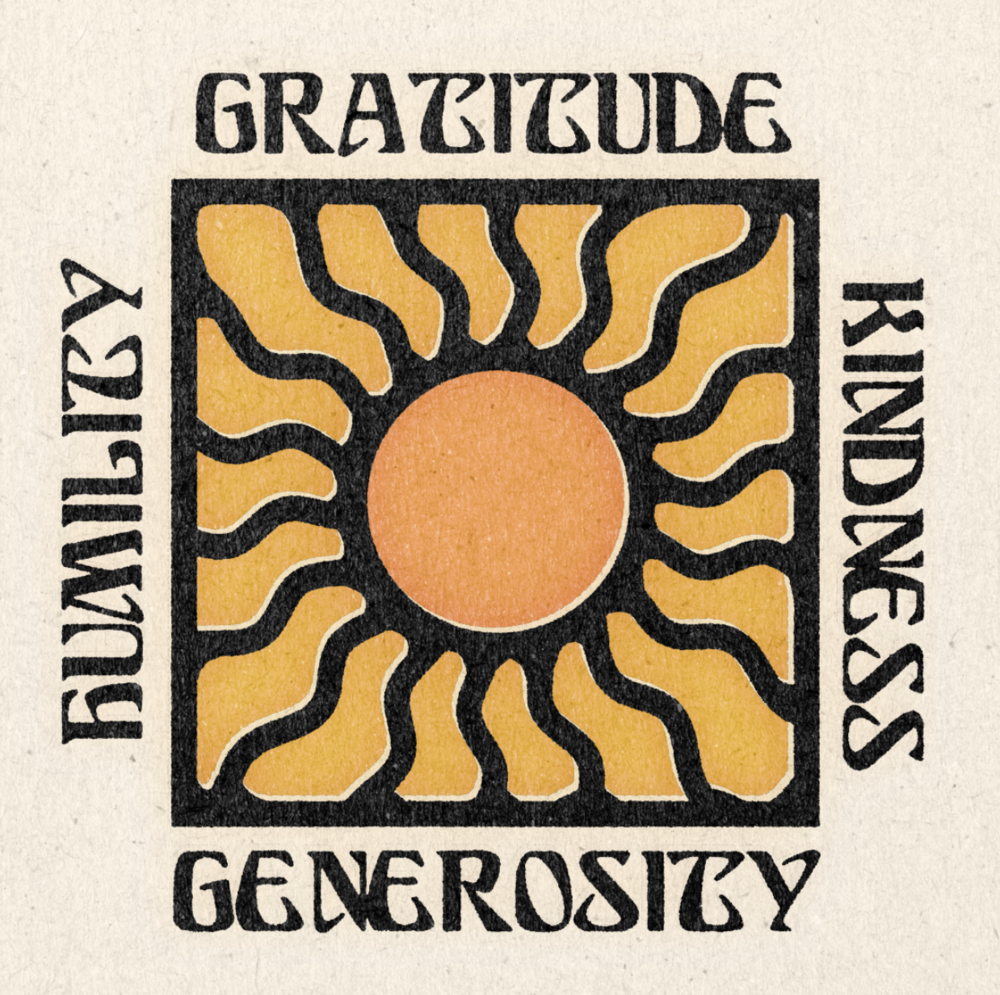 &#39;Gratitude, Kindness, Humility, Genrosity&#39; Print
