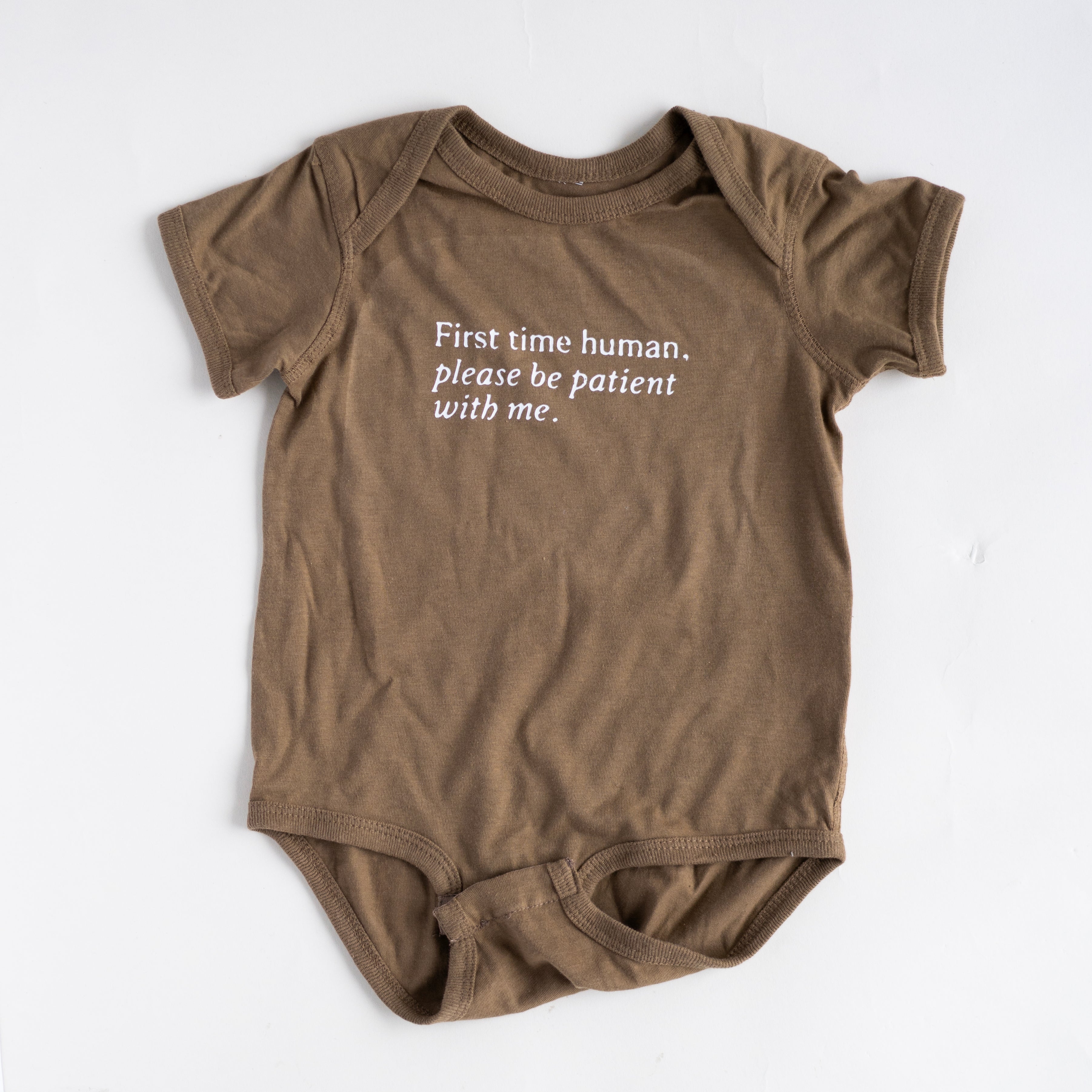 &#39;First Time Human&#39; Infant Fine Jersey Bodysuit