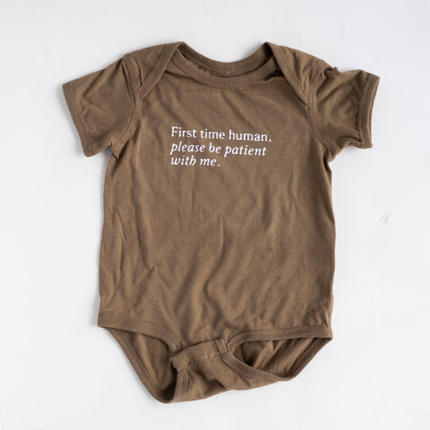 'First Time Human' Infant Fine Jersey Bodysuit